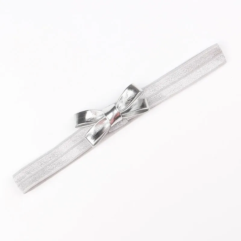 Baby Girls Gold&Silver PU Bow Headband Kids Leather Bowknot Hairband Headwear Newborn Hair Band Accessories baby accessories basket