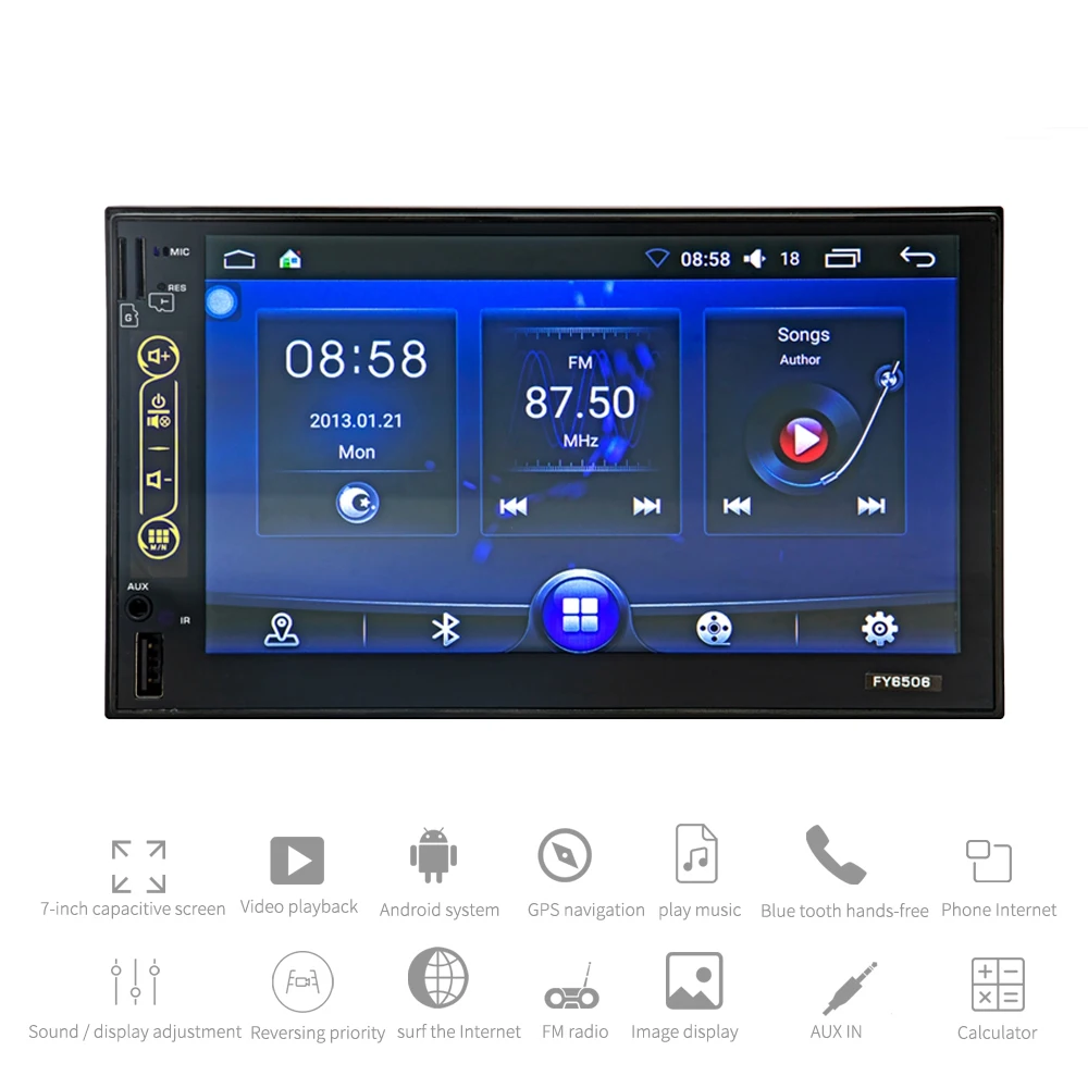 Excellent Fy6506 7 inch Hd Android 6.0 2Din Car Stereo Radio Mp5 Player Gps Navigation Bluetooth 9