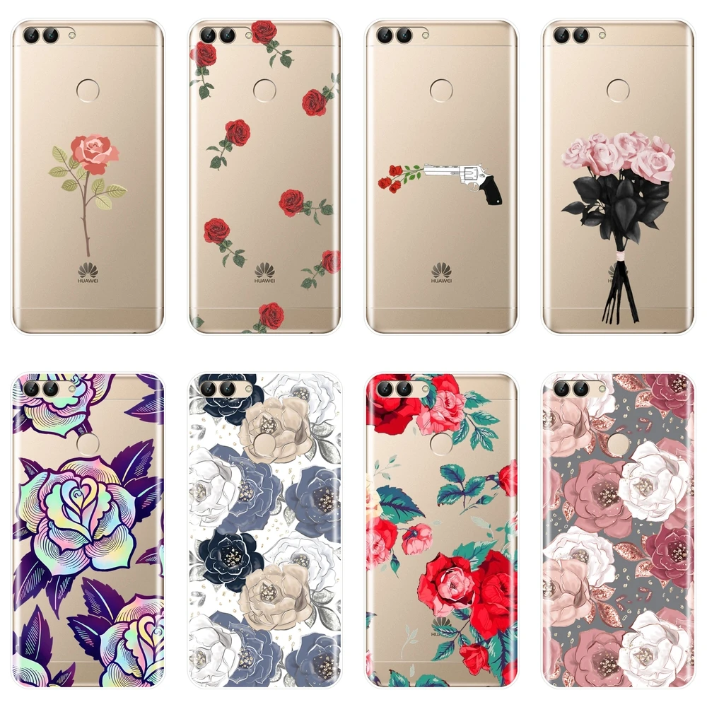 

Soft Silicone Phone Case For Huawei P20 Lite Pro P9 P10 Plus P Smart Rose Flower Back Cover For Huawei P7 P8 P9 Lite Mini 2017
