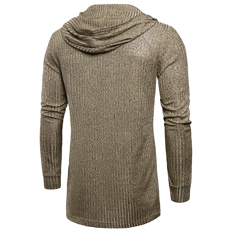 Autumn Men Hooded Cardigan Sweater Casual Long Knit Outwear Stylish Full Sleeve Tops