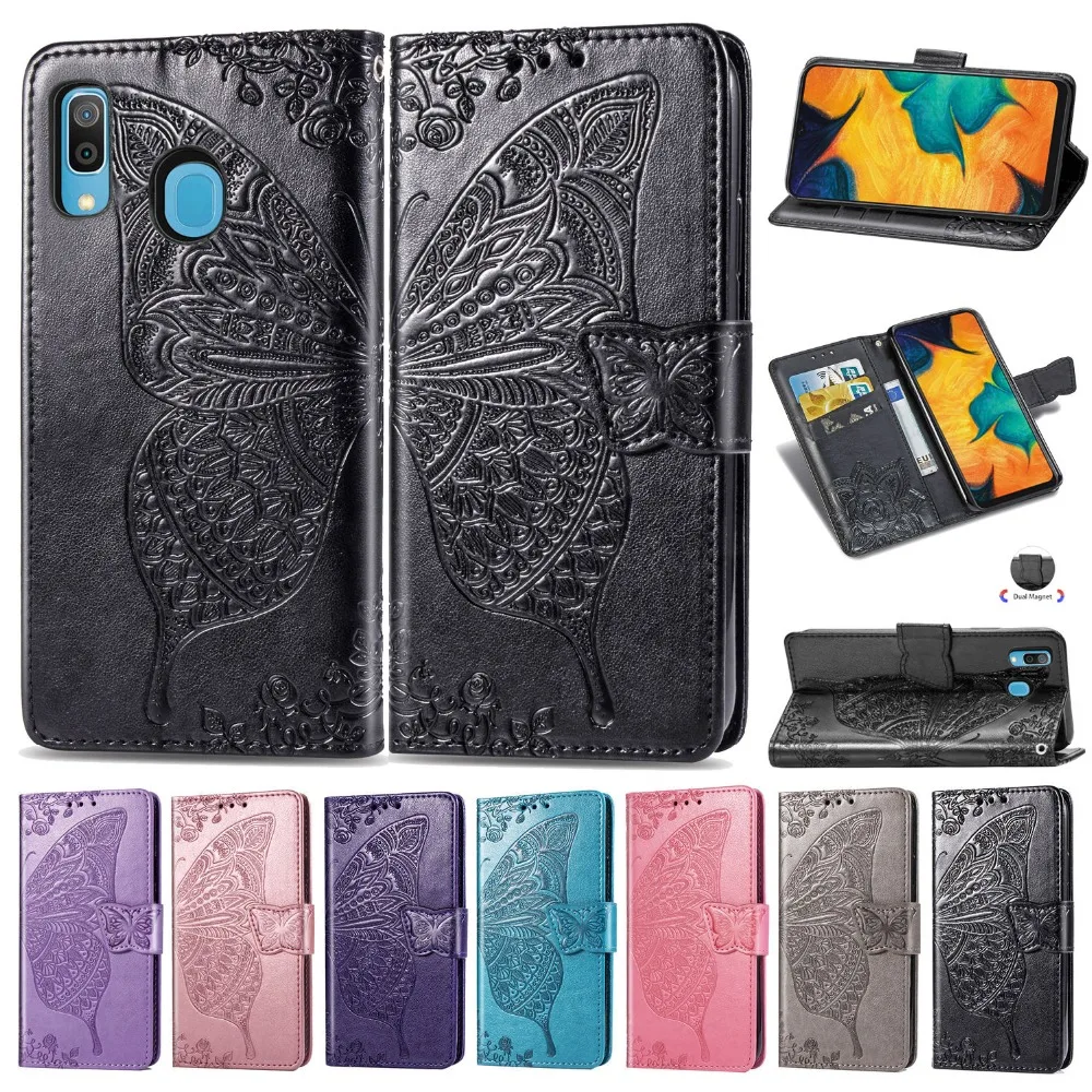 

Flip Leather Case sFor Samsung Galaxy M10 M20 A10 A30 Cover Butterfly Flower Capa On For galaxy A40 A50 A70 Wallet Phone case