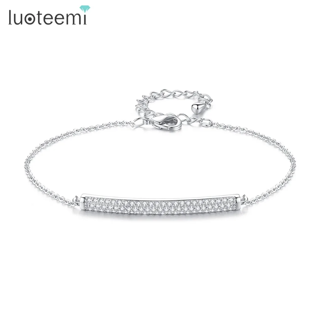 

LUOTEEMI Anniversary Hot Sale Luxury CZ Bar Chain & Link Bracelets for Women Fashion Jewelry Pulseira Feminina Christamas Gifts