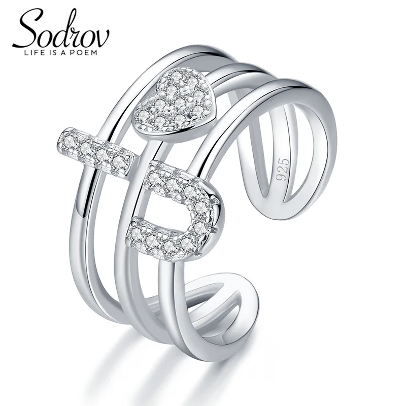 

SODROV I Love You Genuine 925 Sterling Silver Open Engagement R Jewelry for women HR030 Personalized