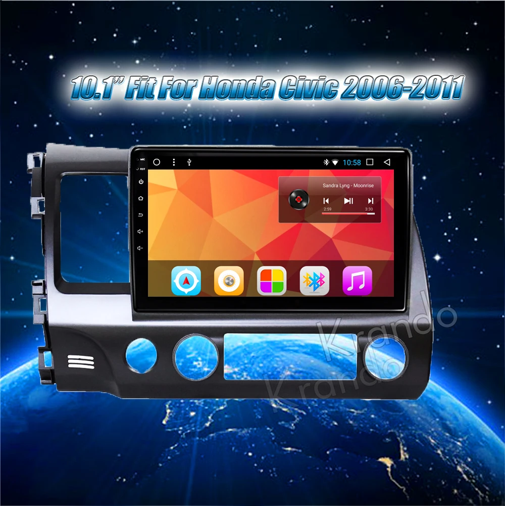 Krando Android car radio gps navigation multimedia system for Honda civic 2006 2007 2008 2009 2010 2011