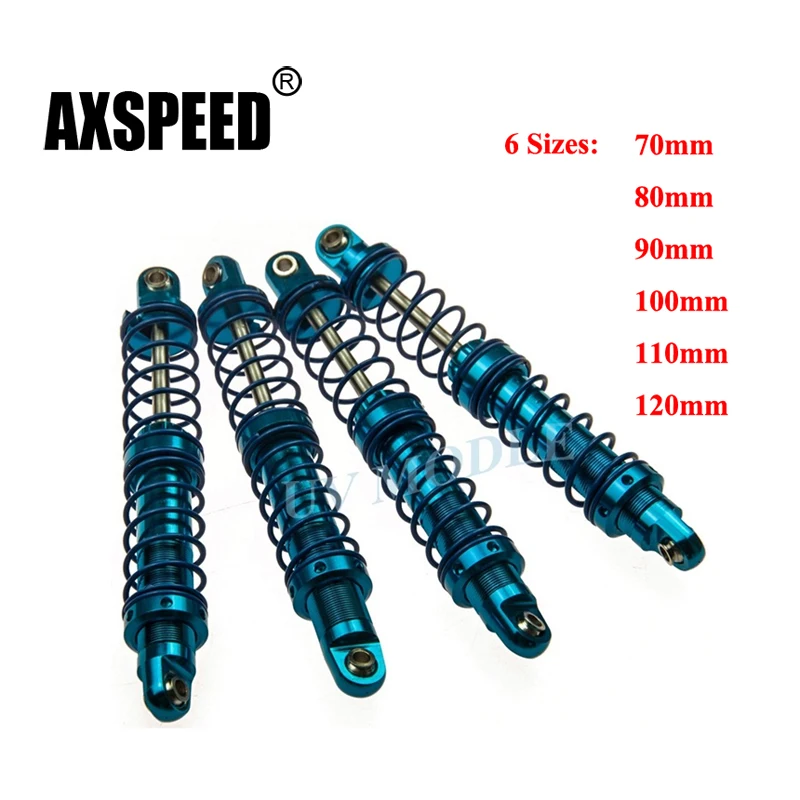 

4Pcs Oil Adjustable Aluminum Shock Absorber 70mm 80mm 90mm 100mm 110mm 120mm Damper For 1:10 D90 Axial SCX10 RC Rock Car Parts