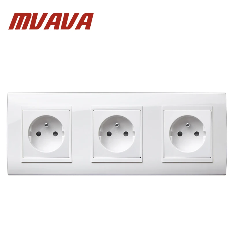 

MVAVA 16A Triple FR Standard Socket Dual AC 250V Electrical Wall Receptacle PC White Plug Outlet Free Shipping French Socket