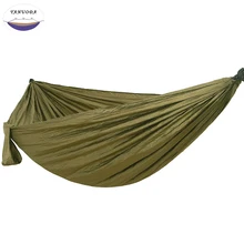Гамак для кемпинга, Портативный парашют нейлоновая ткань для путешествий Сверхлегкий Кемпинг двойной широкий Открытый путешествия сплошной цвет зеленый
