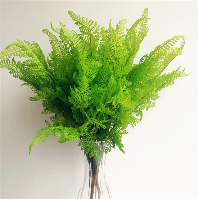 50pcs Artificial Flexible Glue Greenery Plant Nephrolepis exaltata