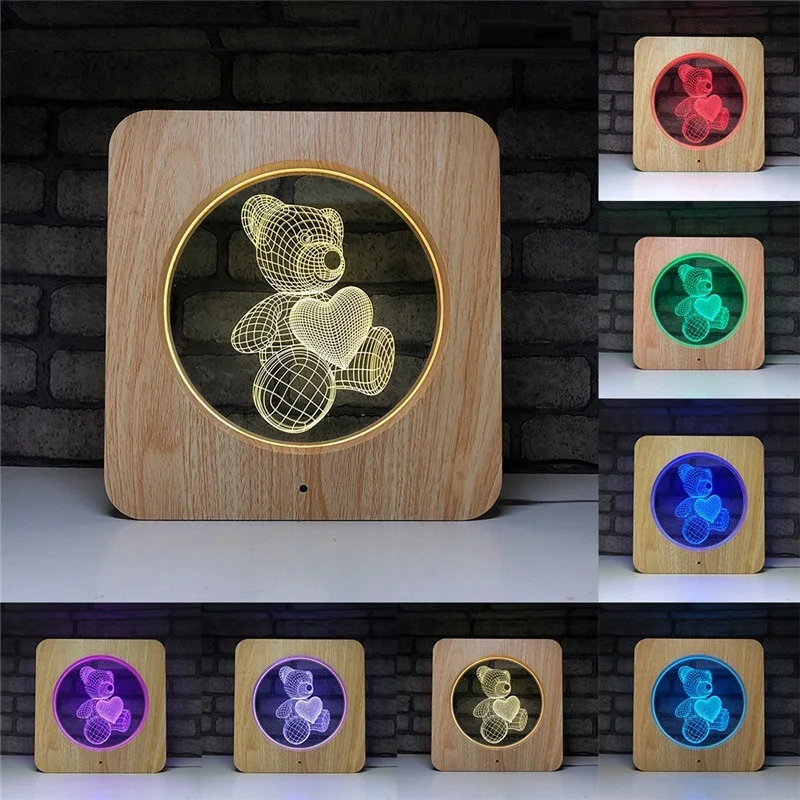 

2019 Seven Color Changing 3D Night Light Touch Sensor RC Cartoon Animal Atmosphere Lamp Dimmable Timing Bedside led Lights