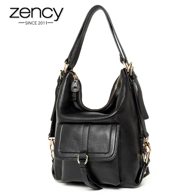 Zency Fashion Women Shoulder Bag 100% Genuine Leather Large Capacity Handbag Multifunction Use Satchel Crossbody Messenger Purse 4