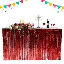 New Colorful Tassel Table Skirt Plastic Table Skirts Banquet Wedding Hotel Party Festival Decoration Table Skirts 274x74cm