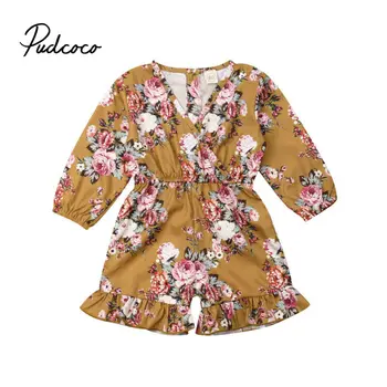 

2019 New Boho Style Baby Clothes Girls Summer Strap Rompers Flower Print Toddler Jumpsuits Kids Long Sleeve Overalls Playsuit