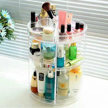 

Compact Size Large Capacity 360 Rotating transparent Multi-Function Adjustable Makeup Cosmetic Organizer Storage Case Box