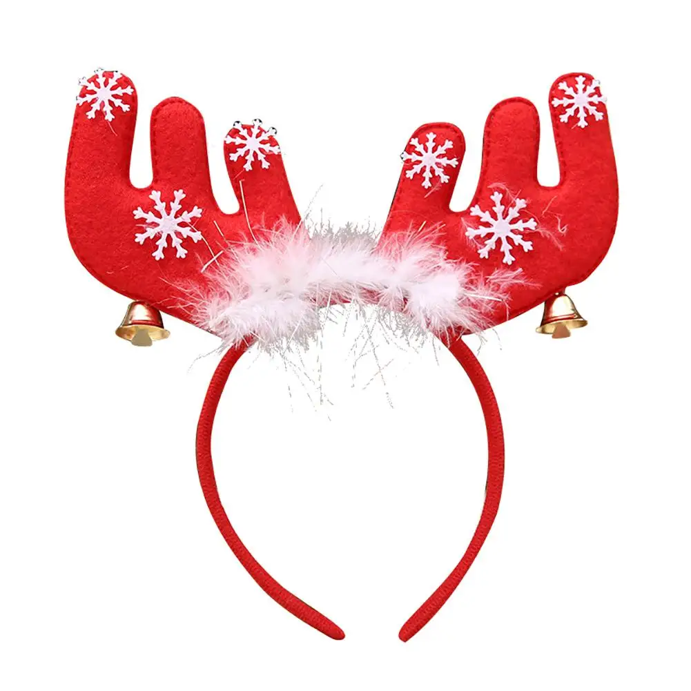 

Fashion Christmas Feather Antler Bell Headband Kid Adult Hair Band Hoop Xmas Party Decor Hairband