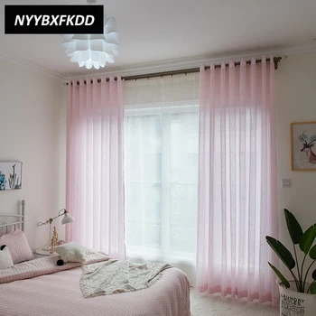 

Bedroom Tulle Curtains Translucidus Polyester Or Cotton Modern Home Window Decoration Pink Tulle Curtains for Living Room