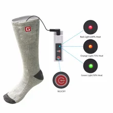 Носки унисекс с подогревом на литиевой батарее, 3,7 в, теплые носки для холодной зимы, носки с подогревом на электрической батарее в подарок(серые
