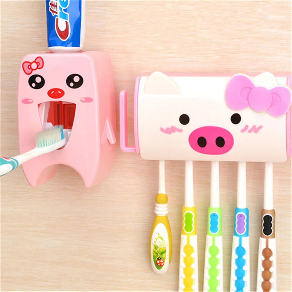 LIYIMENG Multifunctional Cartoon Toothbrush Holder Storage Orgainzer Box Bathroom Accessories Suction Hooks Toothpaste Dispenser LIYIMENG Multifunctional Cartoon Toothbrush Holder Storage Orgainzer Box Bathroom Accessories Suction Hooks Toothpaste Dispenser