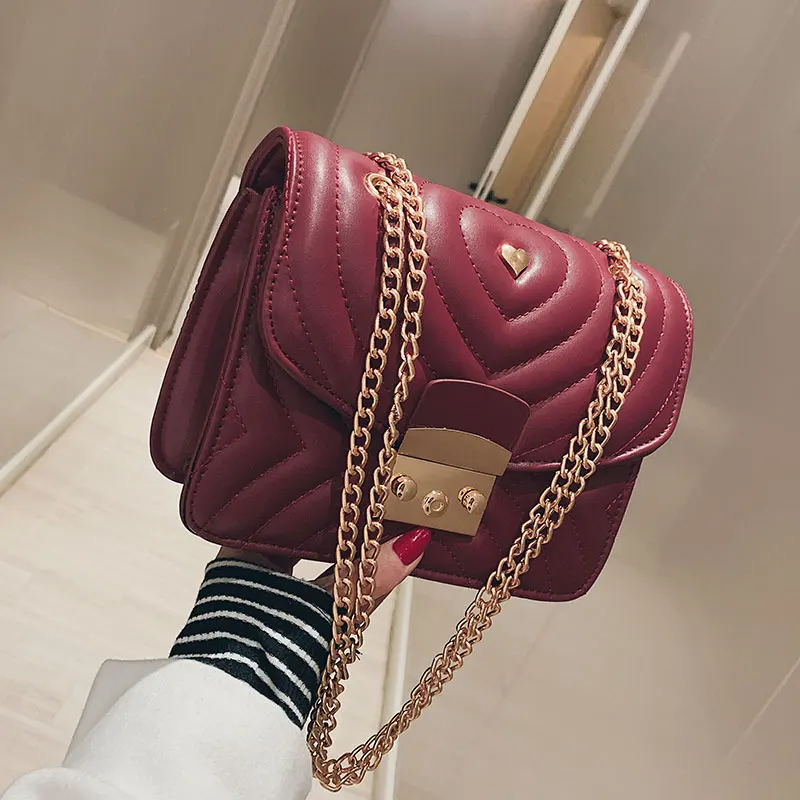 

Luxury Handbag Simple Square bag 2019 Fashion New Quality PU Leather Women's Designer Handbag Lock Chain Shoulder Messenger Bags