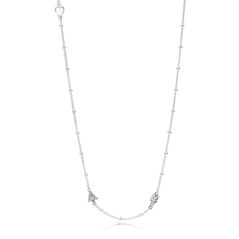 

2019 Valentine Day Real 925 Sterling Silver Original Europe Sparkling Arrows Necklace For Women Bead Charm Gift DIY Jewelry