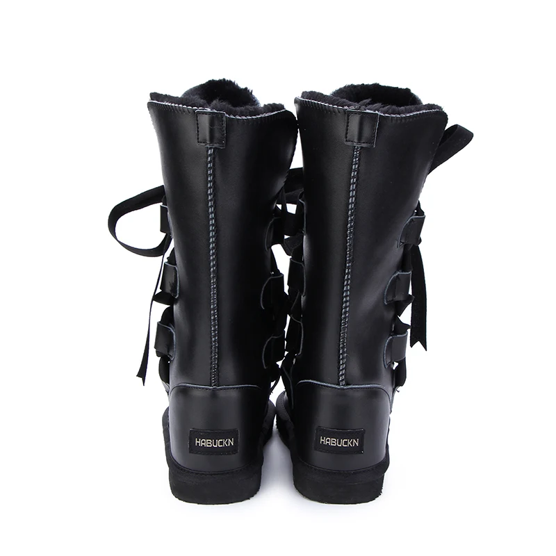 Vache chocolate Long Black Femmes Mujer Habuckn Véritable sand Neige De Imperméables Australie Fourrure Cuir En Classique D'hiver chestnut Bottes gray purple Peau Botas qTTaRg0v