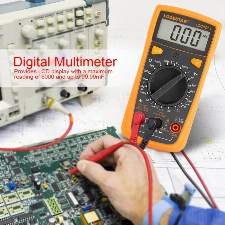 Зонды LD3801A цифровой мультиметр с измерением напряжения и тока Измеритель сопротивления емкости Амперметр Авто Диапазон 11 распродажа