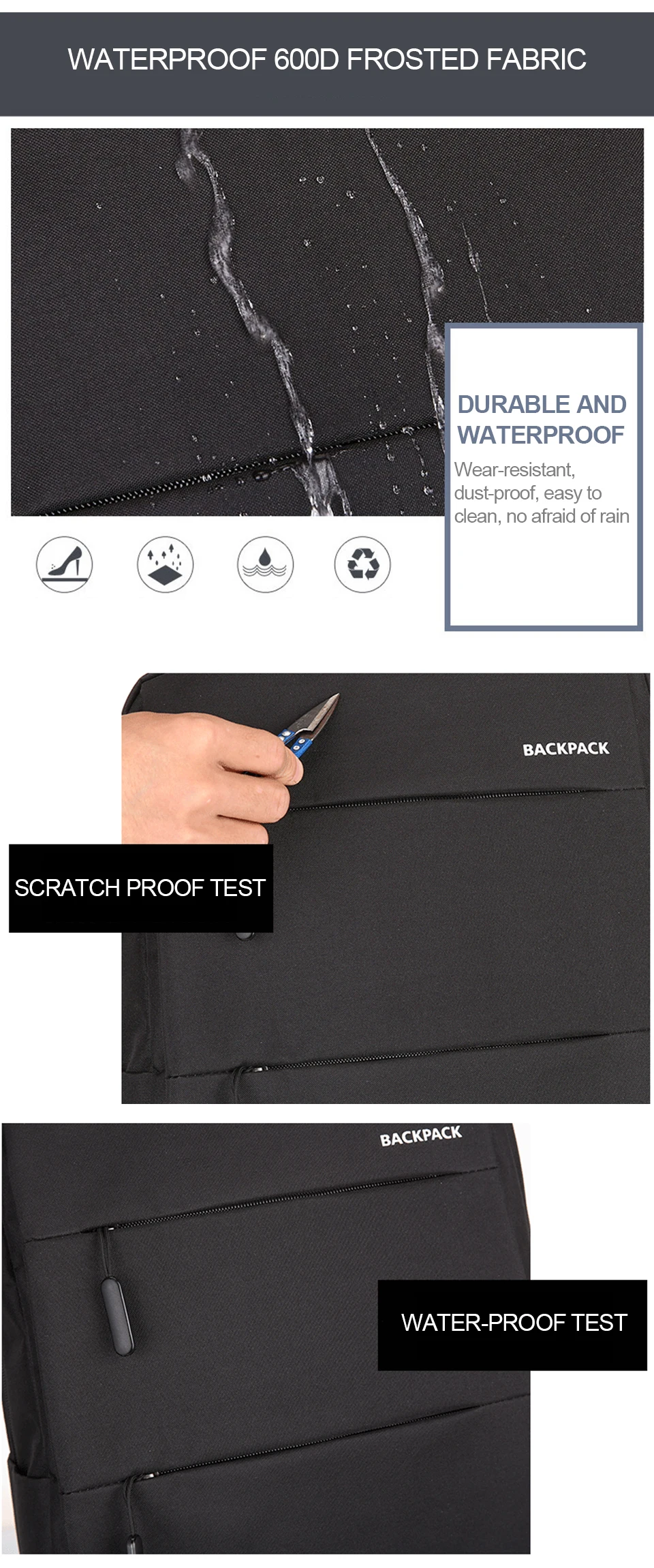 6 USB Charging Men Backpack Backpacks Laptop 15.6'' Women Backpacking Waterproof Business Travel Bagpack Notebook School Bag Pack