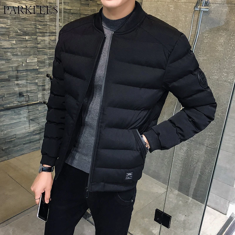 Cool Black Winter Puffer Jacket Men Youth Brand Mandarin Collar Cotton Padded Winter Jackets Mens Short Qulited Winterjas Heren