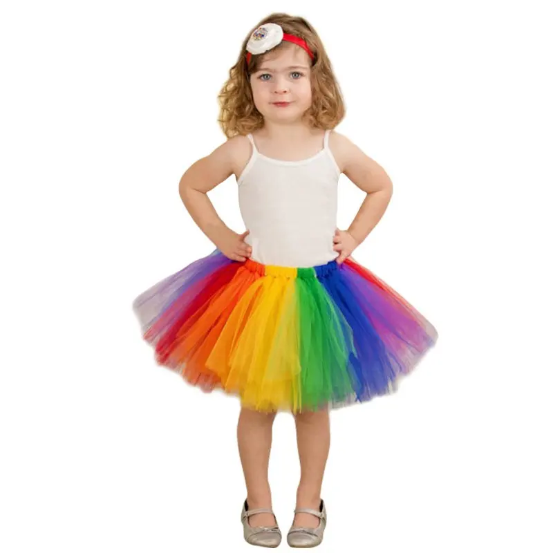 Summer 3 Layer Girls Rainbow Tutu Skirt - Fluffy Tulle Tutu for Kids, Baby, and Children - Perfect for Dancing image 4