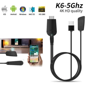 

YIKIXI Mirascreen k6-5Ghz TV Stick Dongle Dual Band 4K HD WiFi Miracast Airplay TV Stick 4K HD WiFi display dongle