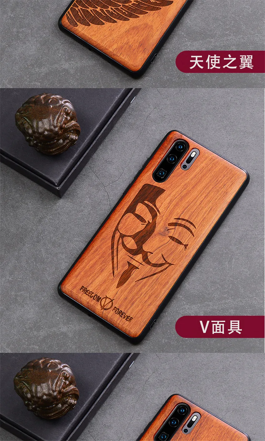 Huawei P30 Pro Case Boogic Original Real Wood funda P30 Pro Rosewood TPU Shockproof Back Cover Phone Shell Huawei P30 case (14)
