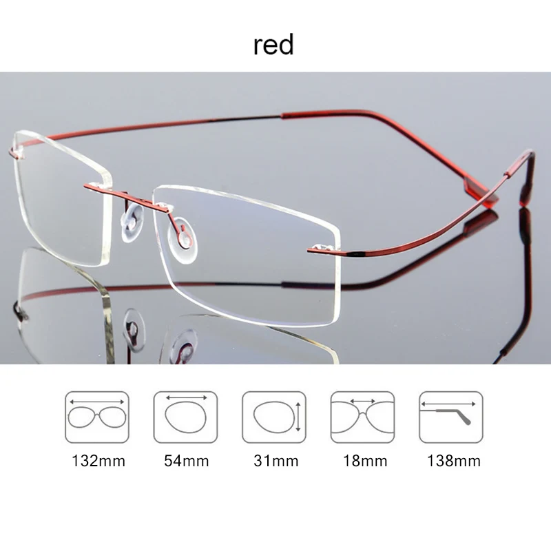 Модные оптические очки без оправы для мужчин и женщин из титанового сплава оправа для очков от близорукости женские сверхэластичные ультралегкие очки Q135 - Цвет оправы: Q135-2