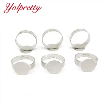 

Yolprtty New Fashion 12mm 10pcs Silver iron Adjustable Ring Settings Blank/Base,Fit 12mm Glass Cabochons,Buttons;Ring Bezels