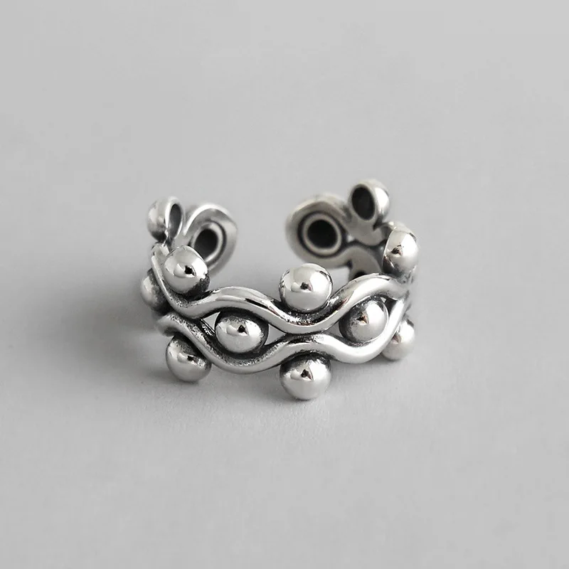 

100% 925 sterling silver beads rings for women anelli donna joias, Vintage silver ring anillos mujer best friends jewelry 2019