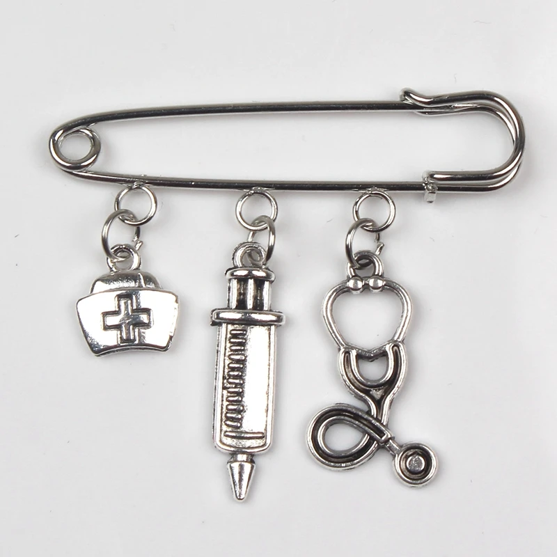 

2019 New Nurse Cap Medical Brooch Syringe Stethoscope Cute Brooch Jewelry Gift
