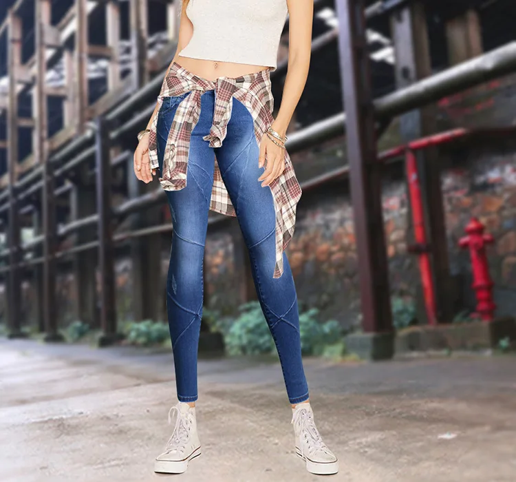 Woman jeans Slim spring Autumn jeans Mid waist Crease Pencil pants Skinny jeans Woman AM053