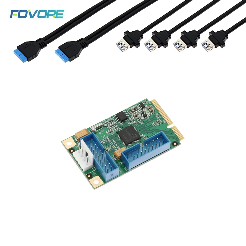 Mini PCIe на 4 порта USB 3 0 адаптер для mini ITX мини PCI express 2 porst 19 20 Pin Коннектор с 19pin женский