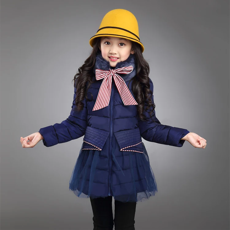 Clearance 2019 Winter Girls Noble Long Gauze Spliced Wadded Coat