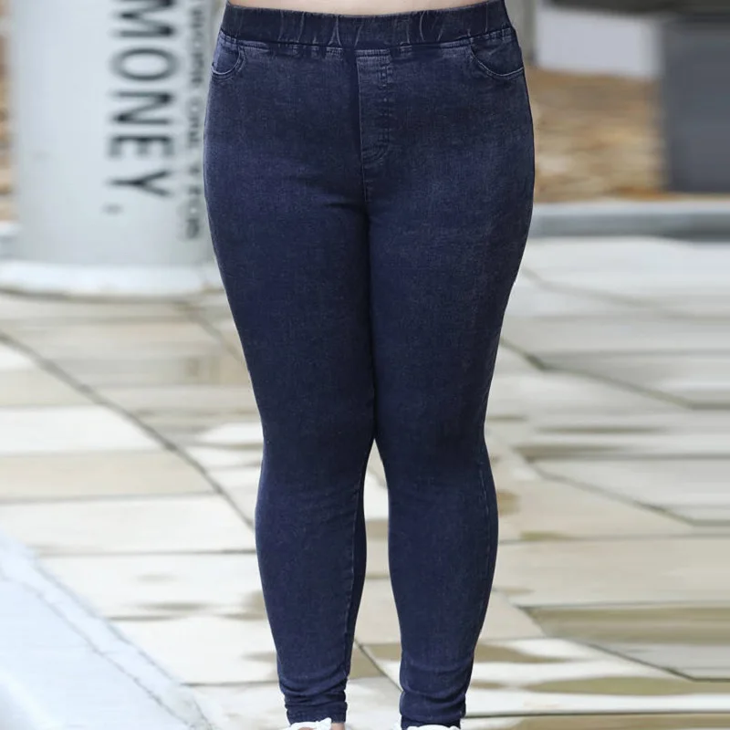 

denim jeans washed women jeans high waist elastic trousers fit fir weight 50kg to 110kg plus size pants