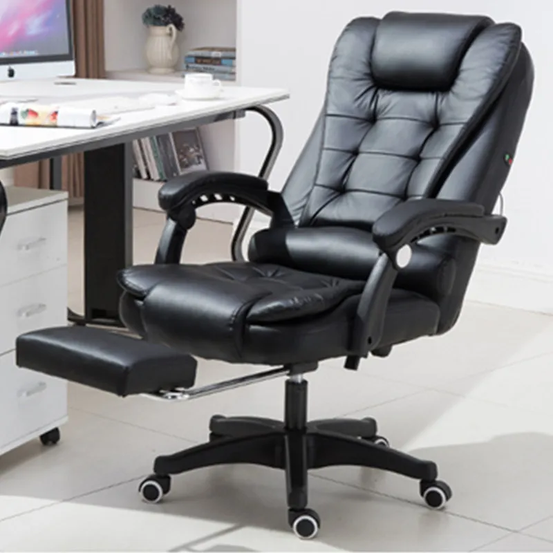 Soft Leather Boss Chair For Home Office Chaise Lounge Sofas With Footrest Lift Computer Gaming Chai