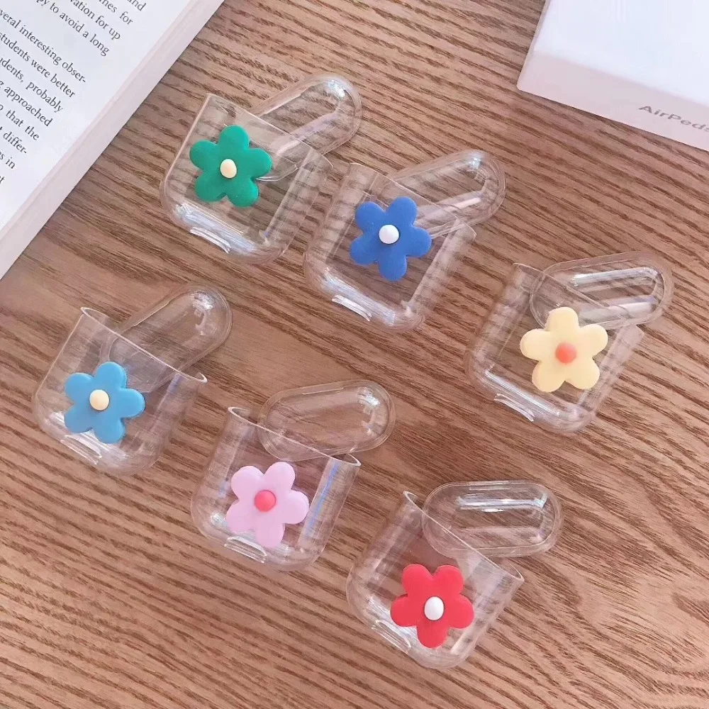 

Leuke Verse Bloemen Oortelefoon Case Voor apple Airpods Transparante PC Hard Opladen Draadloze Bluetooth Headset Accessoires Cov