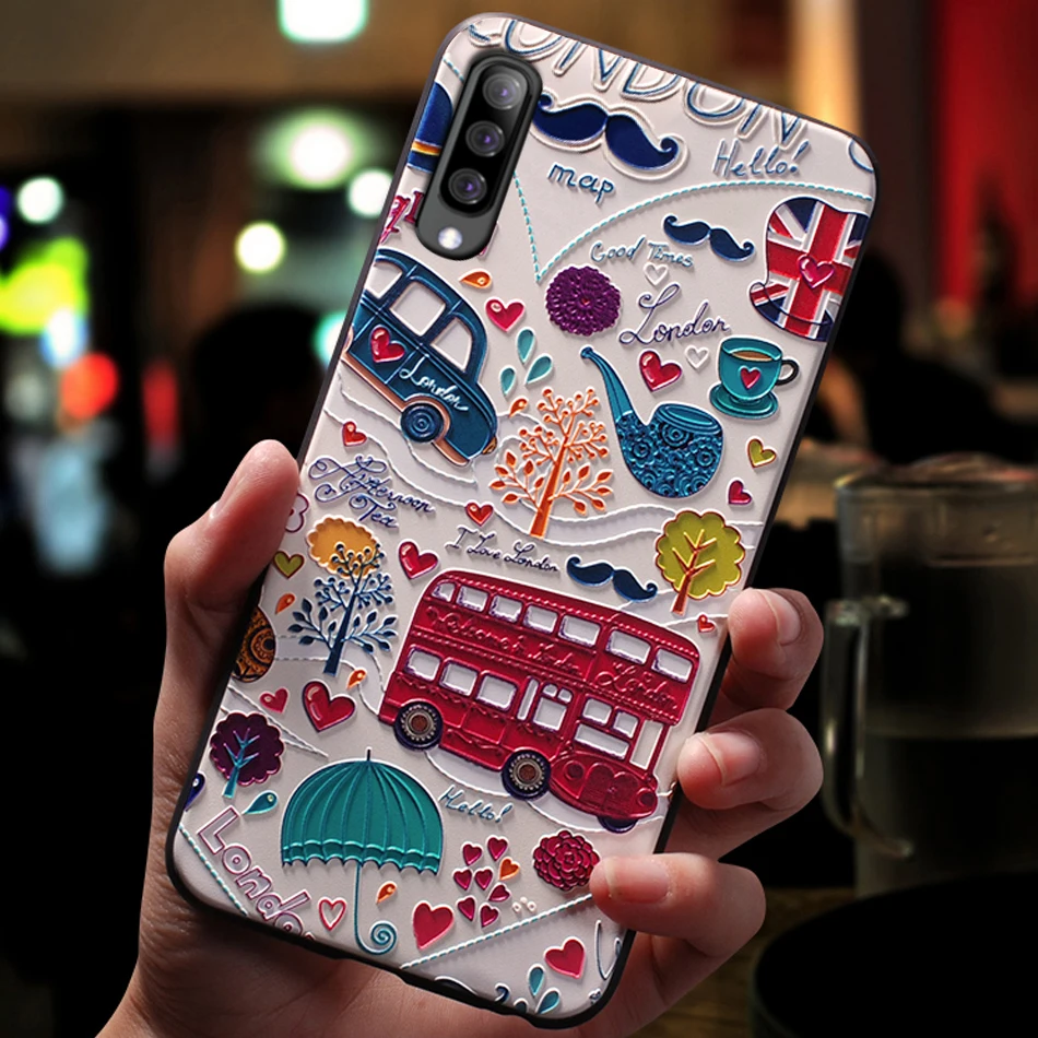Чехол чехол для Samsung Galaxy A40 A30 A50 A70 милый силиконовый 3D мобильного телефона