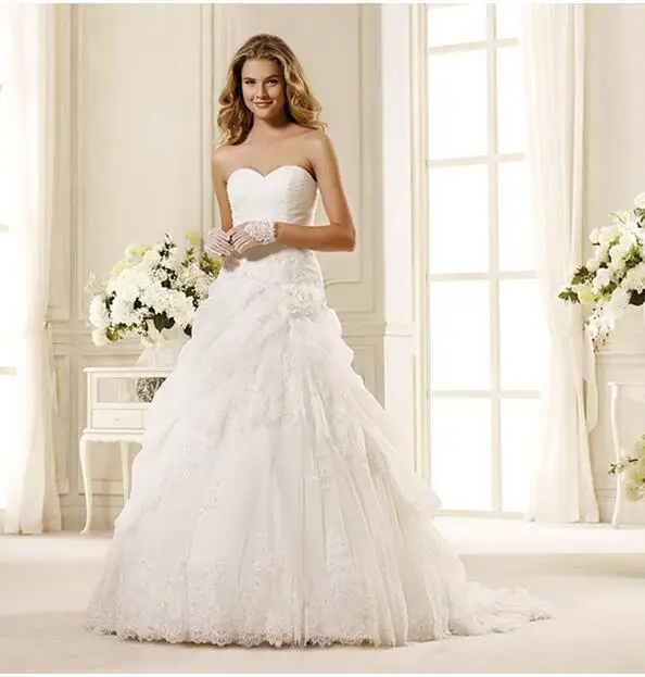Floreale Impreziosito Organza Lungo Abito Da Sposa In Pizzo E Abiti Da Sposa  In Europa E in America Ball Gown Sweetheart|dress shapewear|dress leddress  neck - AliExpress