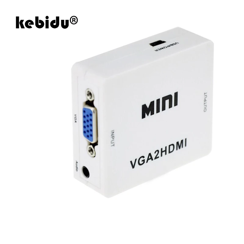 Kebidu Mini 1080p преобразователь из VGA в HDMI адаптер с аудиокабелем VGA2HDMI для ПК ноутбука