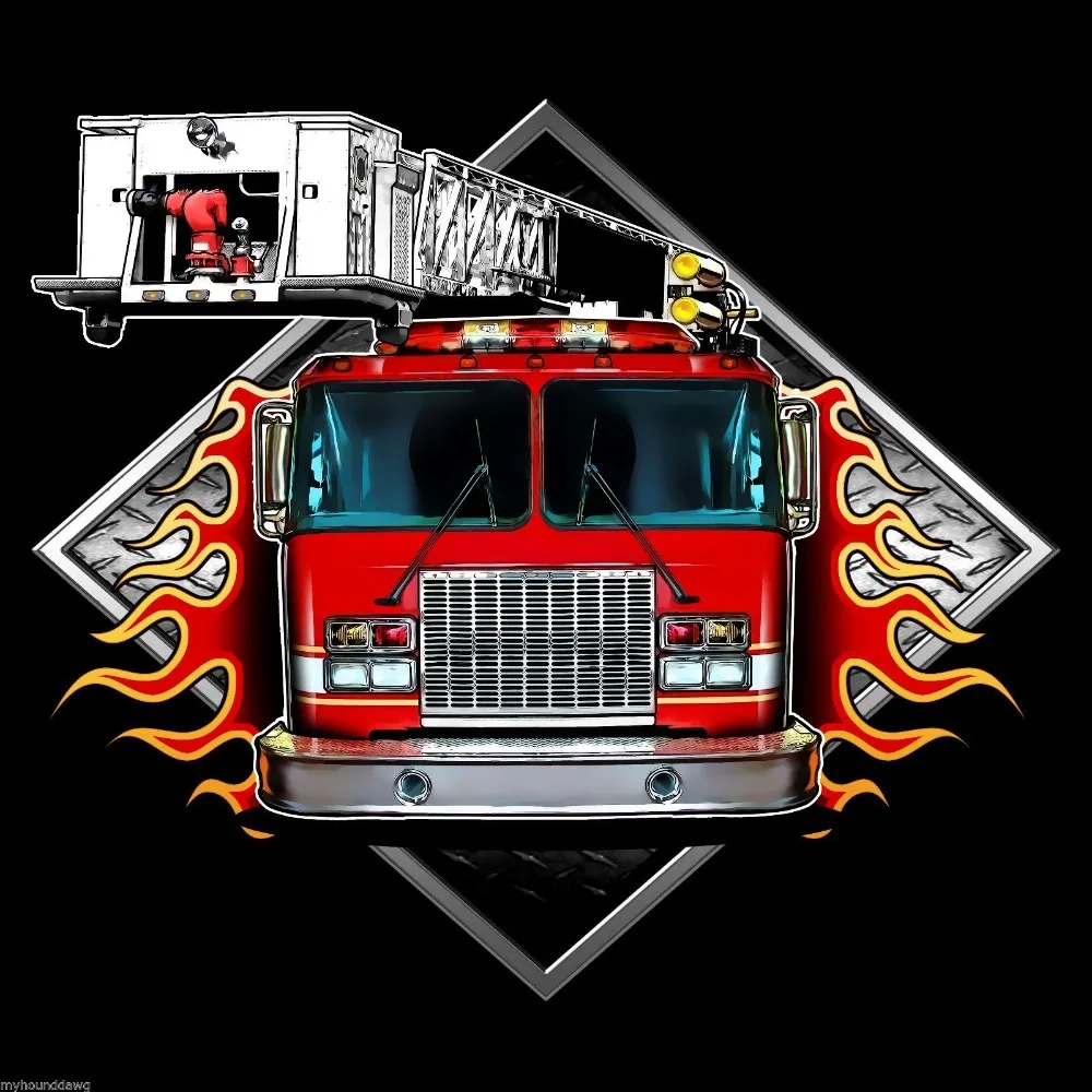 

Funny Clothing Casual Short Sleeve Firetruck Diamond Fire T-Shirt, Tee Shirt