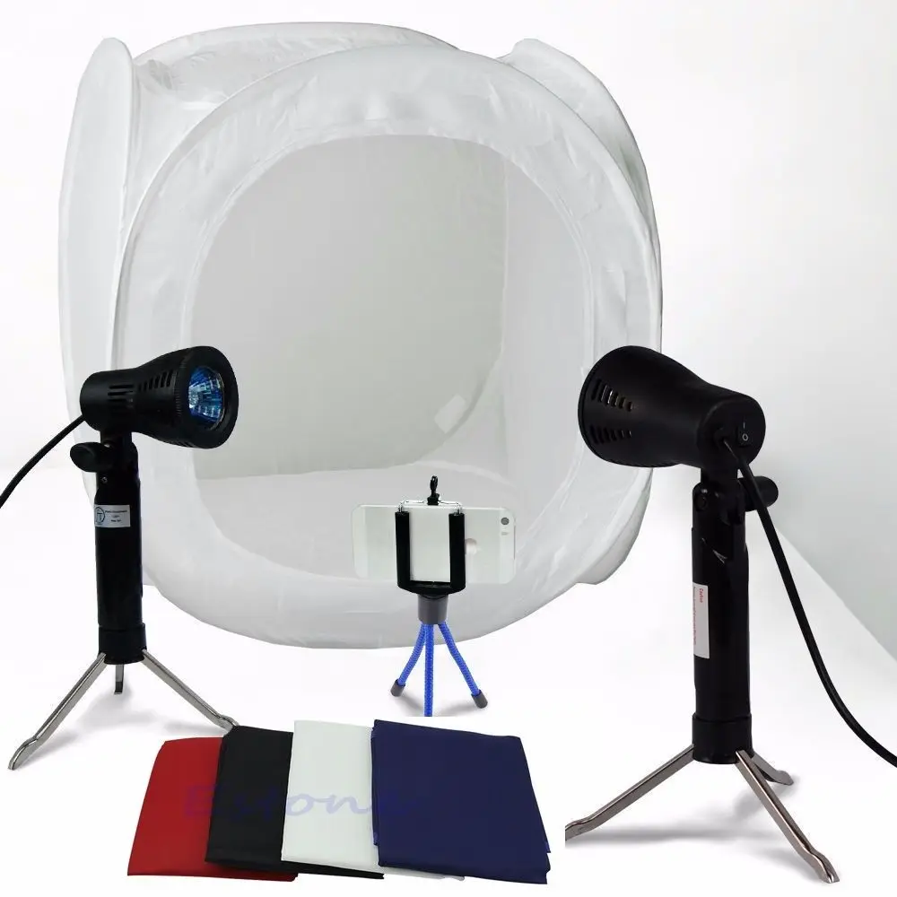 

OOTDTY 24"/60cm Photo Studio Shooting Tent Light Softbox Cube Box Kit + 4 Backdrops New