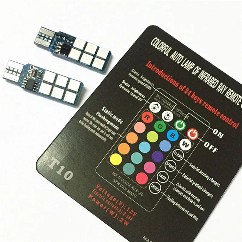 2 шт. T10 12SMD 5050 RGB светодиодный низкое энергопотребление высокая мощность