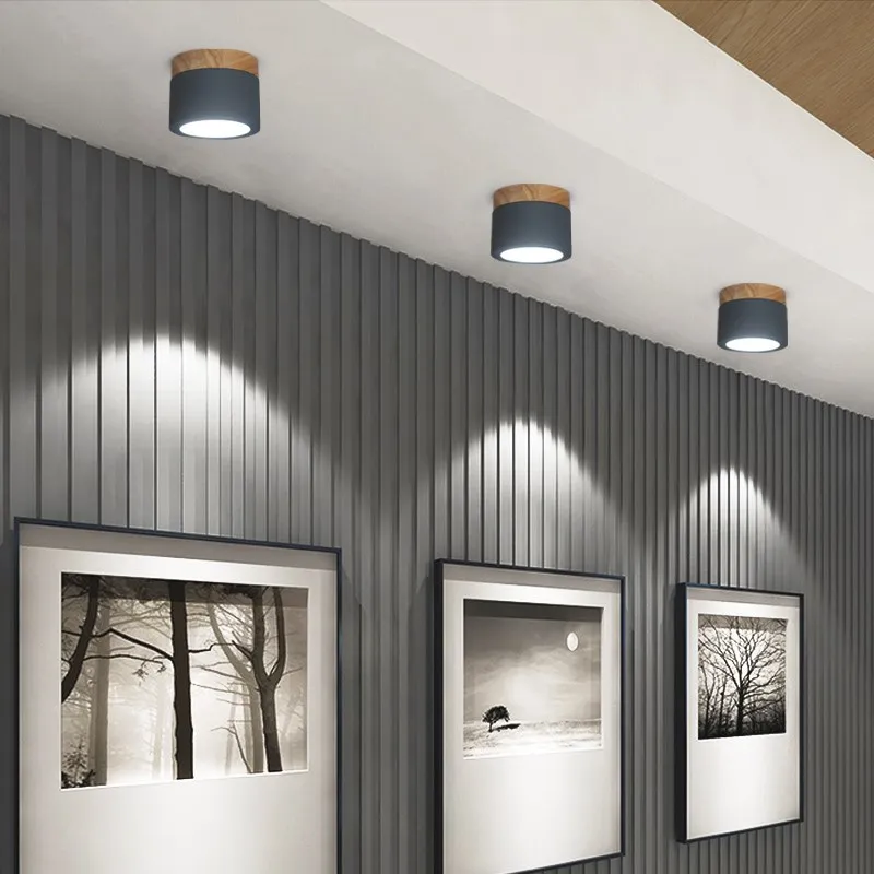 Nordic Minimalist Style Ceiling Lights Modern Wooden Ceiling Lamp for Living Room Bedroom Corridor Cafe Bar Light Iron Lighting (1)