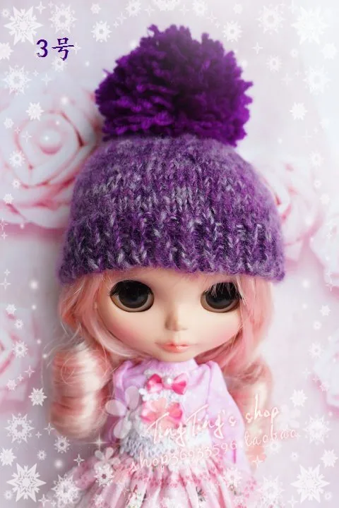 

Free shipping 1/6 blyth doll winter hat colorful accessory fashion doll wool hat cute doll hat for blyth girls gift