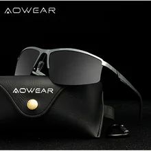 AOWEAR роскошные солнцезащитные очки без оправы мужские Поляризованные алюминиево-магниевые ретро-очки с зеркальными стеклами мужские очки для вождения Polaroid Oculos