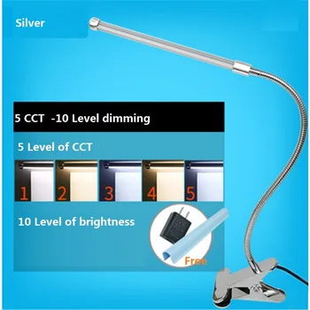 

USB and adpter clamp table lamp , desk lamp ,reading lights for beds,flexible desk lamp, 5 level color changing .10 level dim